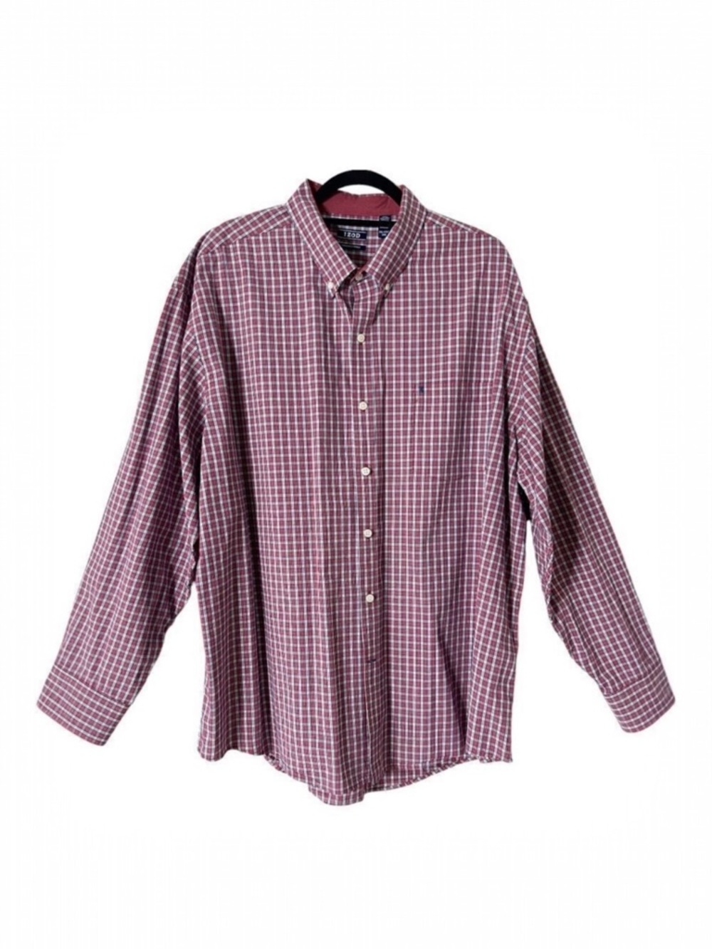 Izod Men's Long Sleeve Red‎ Blue White Plaid Button Down Shirt Size XXL